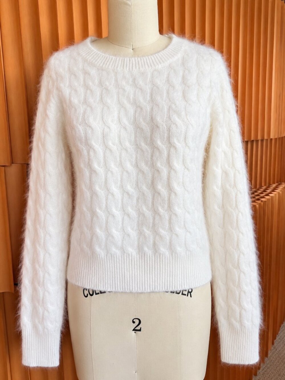 J.Crew Brushed Cashmere Cable-Knit Sweater | Ivory | Quiet Luxury